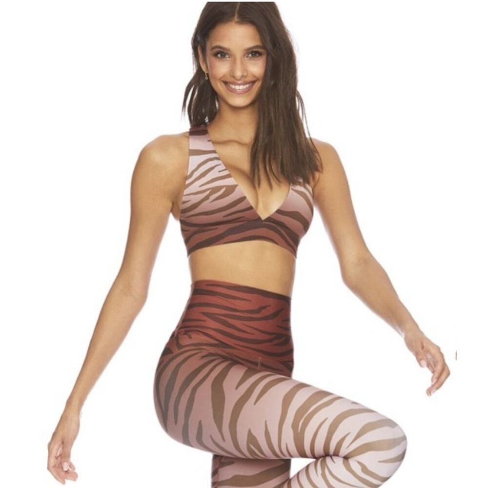 Beach Riot Sport Camouflage Bikini Top in Pink and Brown